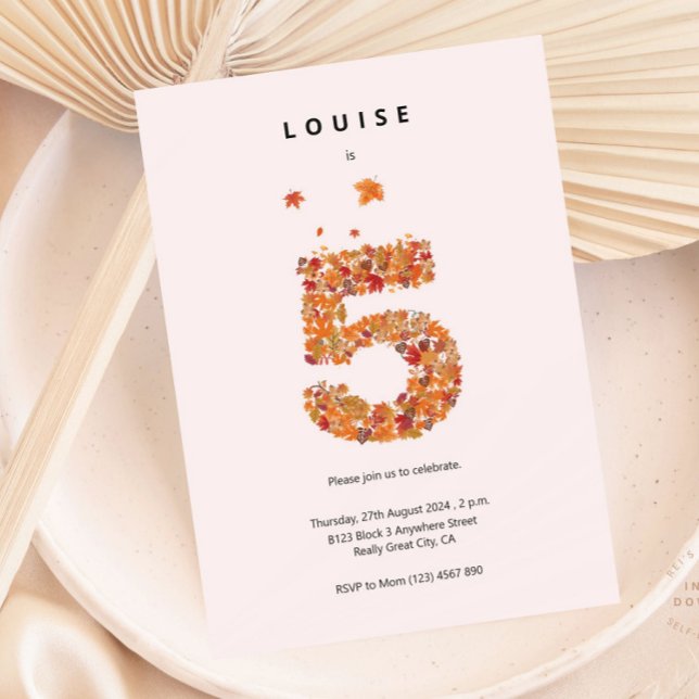 Autumn Fall Floral Garden 5th Birthday Aesthetic Invitation (Creator Uploaded)