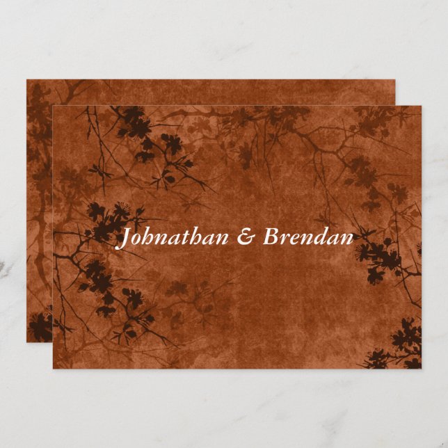 Autumn/Fall Floral Grunge Paper Invitation (Front/Back)