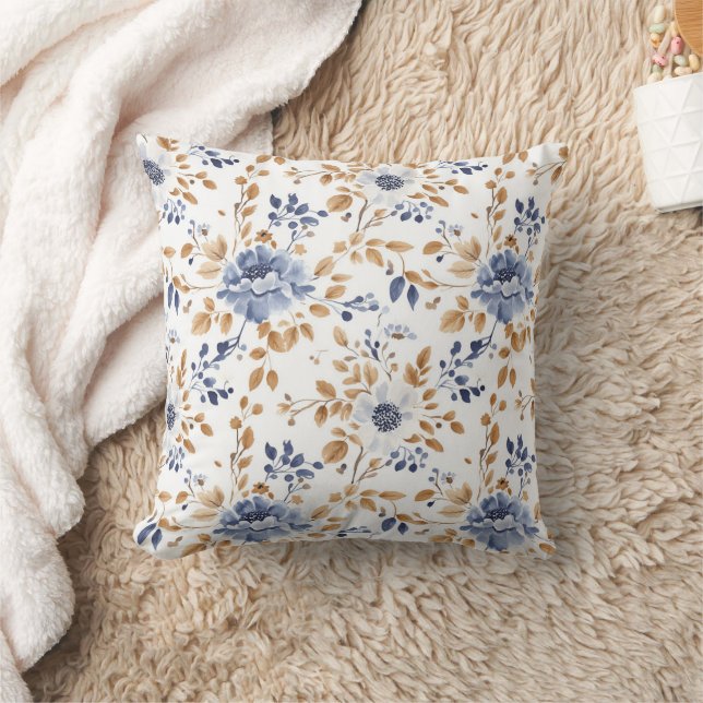 Autumn Fall Floral Pattern Farmhouse Porch Cushion (Blanket)