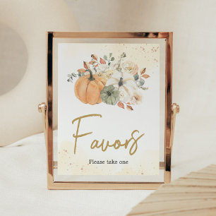 Autumn Fall Floral Pumpkin Baby Shower Favours Poster