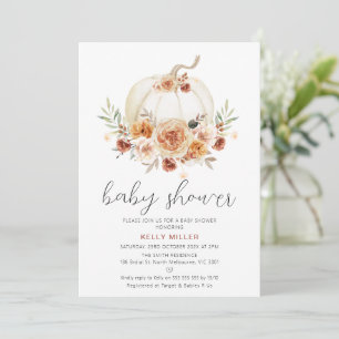 Autumn Fall Floral Pumpkin Baby Shower  Invitation