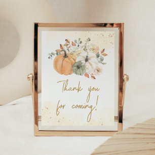 Autumn Fall Floral Pumpkin Thank you for Coming Poster