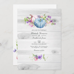 Autumn - Fall Floral Rustic QR Code RSVP Wedding Invitation