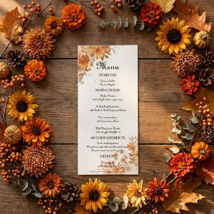 Autumn Fall Floral Rustic Watercolor Wedding Menu