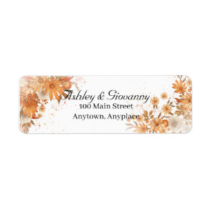 Autumn Fall Floral Rustic Watercolor Wedding Return Address Label