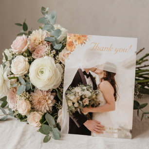 Autumn Fall Floral Rustic Watercolor Wedding Thank You Card
