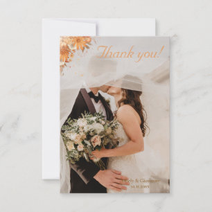 Autumn Fall Floral Rustic Watercolor Wedding Thank You Card