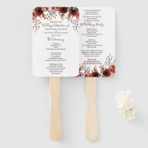 Autumn Fall Floral Wedding Program Hand Fan