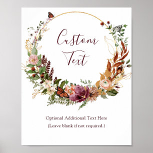 Autumn Fall Floral Wedding Tabletop Sign
