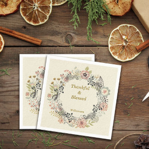 Autumn Fall Florals Personalise Party Napkin