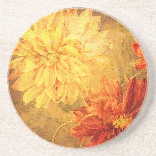Autumn Fall Flowers Throw Pillow Coaster (Front)