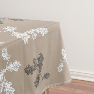Autumn Fall Foliage Leaves Brown Taupe Pattern Tablecloth