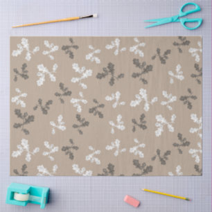 Autumn Fall Foliage Leaves Brown Taupe Pattern Tissue Paper