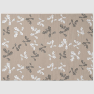 Autumn Fall Foliage Leaves Brown Taupe Pattern Tissue Paper