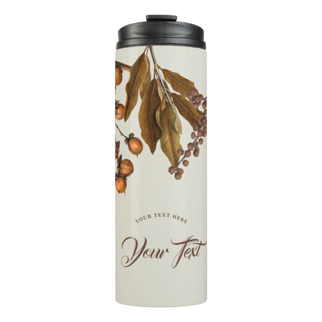 Autumn Fall Foliage Leaves Custom Text Thermal Tumbler (Front)