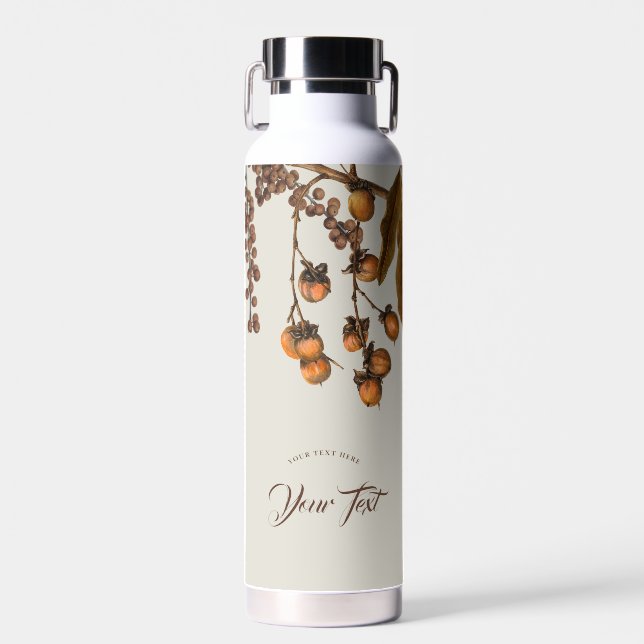 Autumn Fall Foliage Leaves Custom Text Water Bottle (Front)