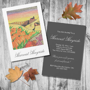 Autumn Fall Folk Art Pumpkins Halloween Party Invitation