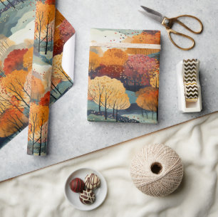 Autumn Fall Forest Pattern Wrapping Paper