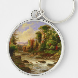 Autumn Fall Forest River Robert Duncanson Destiny Key Ring