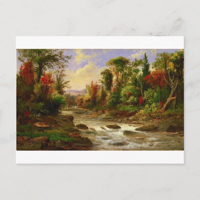 Autumn Fall Forest River Robert Duncanson Destiny Postcard (Front)