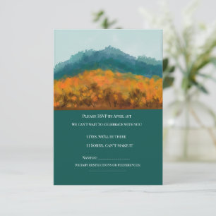 Autumn Fall Forest Trees Blue Mountain Watercolor RSVP Card