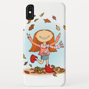 Autumn fall girl playing with leaves iPhone XS max case