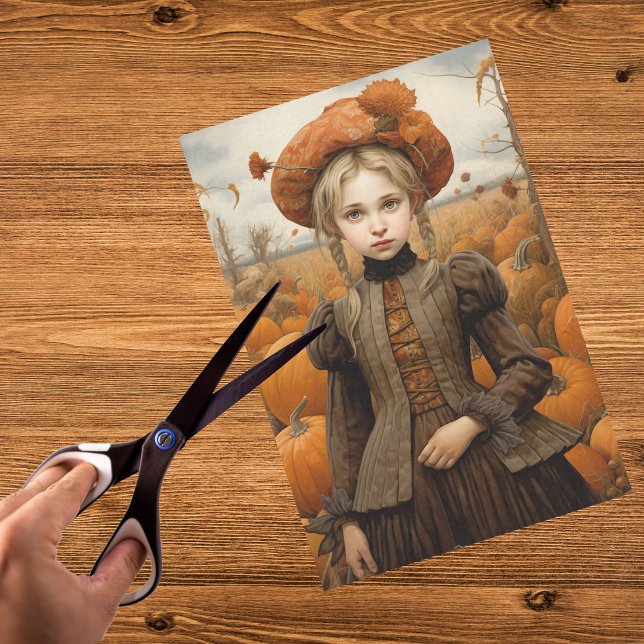 Autumn Fall Girl Pumpkin Thanksgiving Decoupage Tissue Paper (Creator Uploaded)