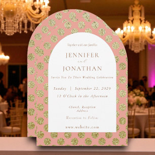 Autumn Fall Gold Polka Dots Wedding Invitation