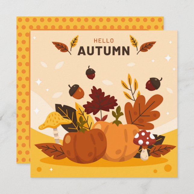 Autumn Fall Greeting Flat Card (Front/Back)