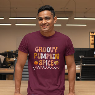 Autumn Fall-Groovy Pumpkin Spice Design T-Shirt