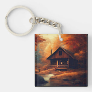 Autumn/Fall/Halloween/rustic painting Key Ring
