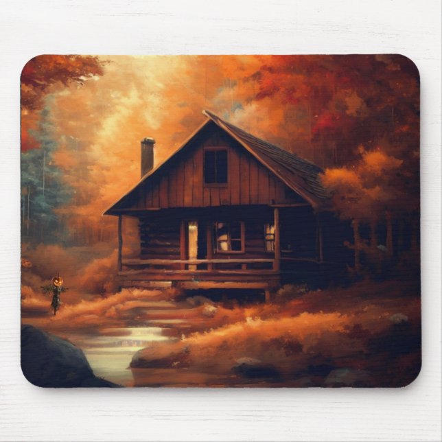 Autumn/Fall/Halloween/rustic painting Mouse Pad (Front)