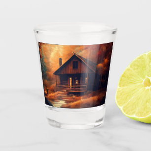 Autumn/Fall/Halloween/rustic painting Shot Glass