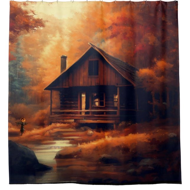 Autumn/Fall/Halloween/rustic painting Shower Curtain (Front)