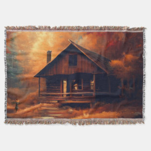 Autumn/Fall/Halloween/rustic painting Throw Blanket