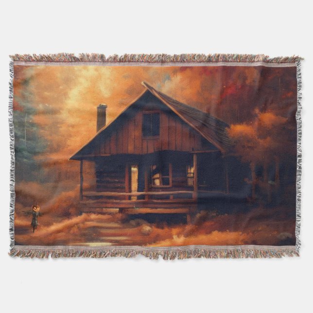 Autumn/Fall/Halloween/rustic painting Throw Blanket (Front)