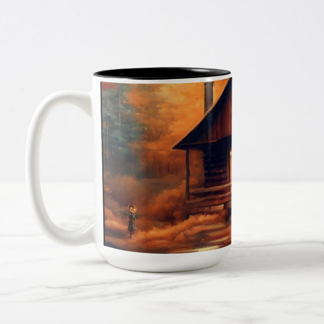 Autumn/Fall/Halloween/rustic painting Two-Tone Coffee Mug (Left)