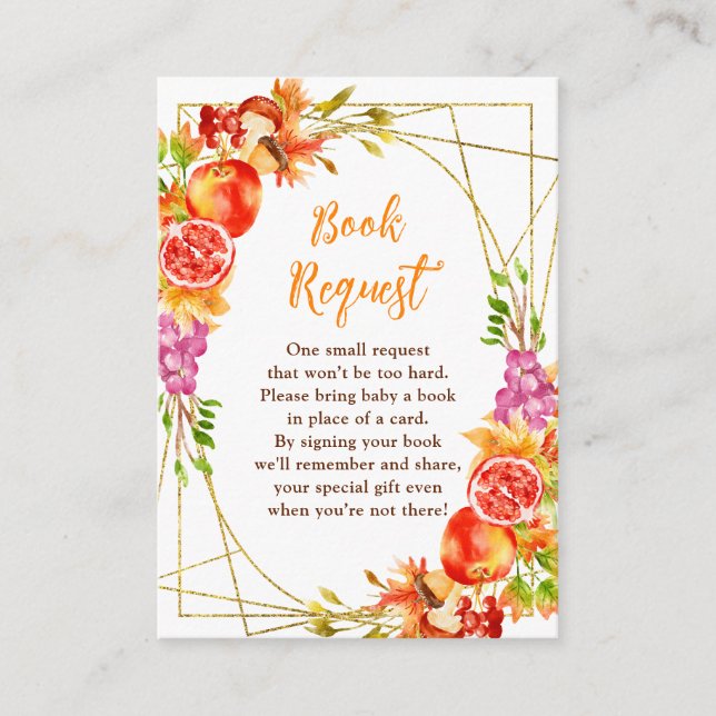 Autumn Fall Harvest Baby Shower Book Request Enclosure Card (Front)