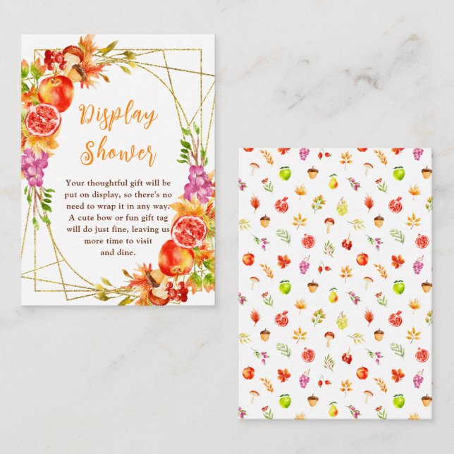 Autumn Fall Harvest Baby Shower Display Shower Enclosure Card (Front/Back)