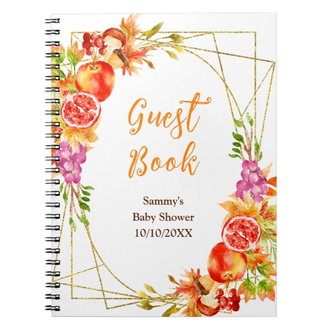 Autumn Fall Harvest Baby Shower Guest Book (Front)