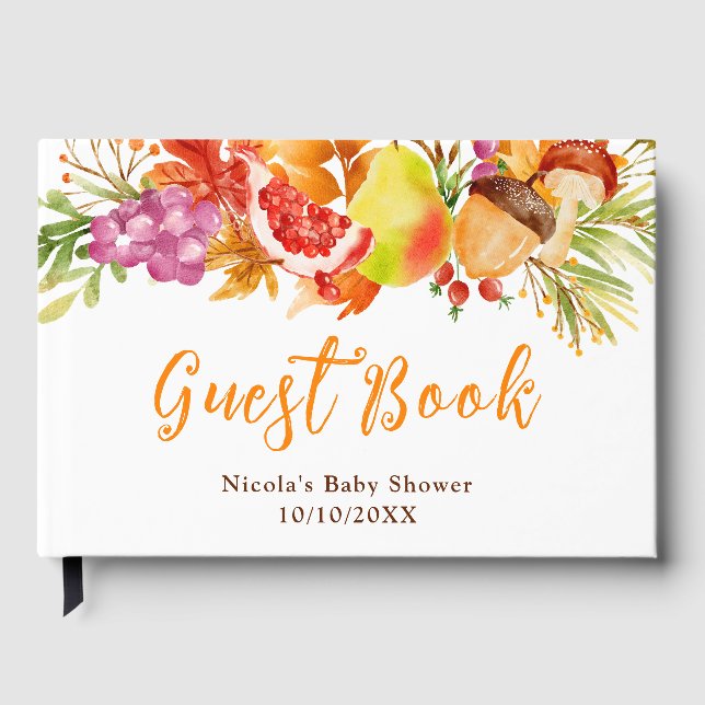 Autumn Fall Harvest Baby Shower Guest Book (Front)