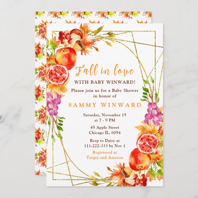 Autumn Fall Harvest Baby Shower Invitation (Front/Back)