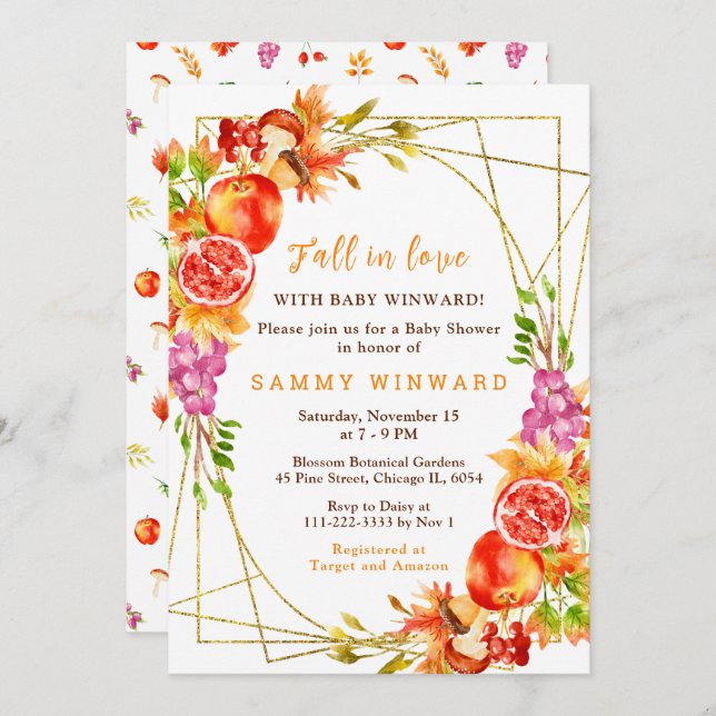 Autumn Fall Harvest Baby Shower Invitation (Front/Back)
