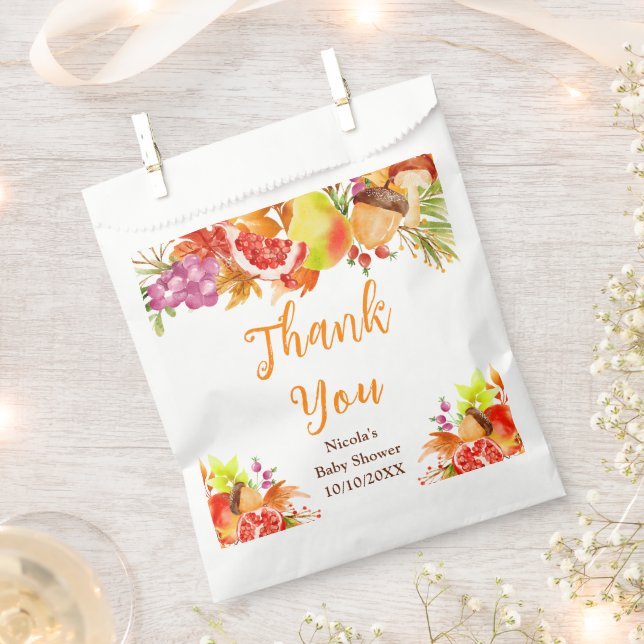 Autumn Fall Harvest Baby Shower Thank You Favour Bag (Clipped)