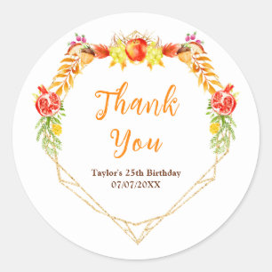 Autumn Fall Harvest Birthday Party Thank You Classic Round Sticker