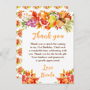 Autumn Fall Harvest Birthday Thank You Card