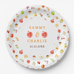 Autumn Fall Harvest Wedding Paper Plate