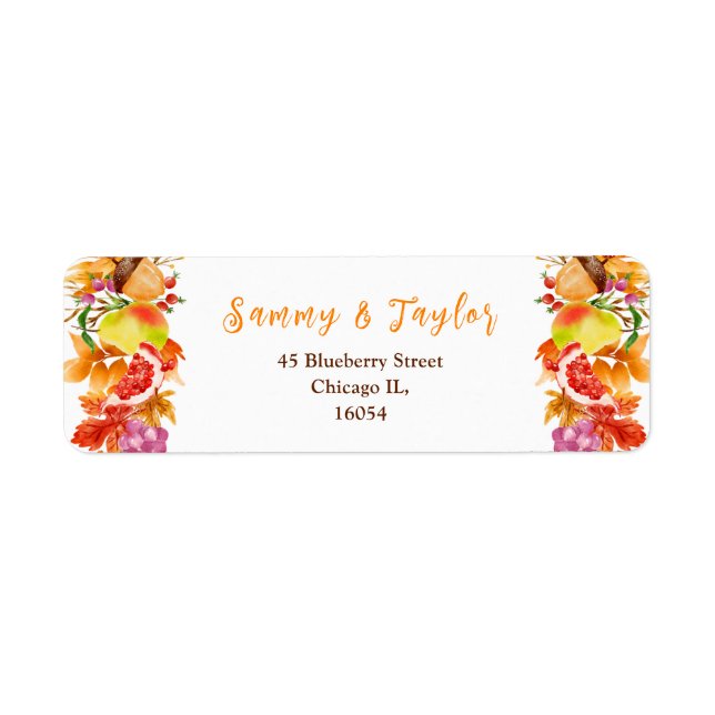 Autumn Fall Harvest Wedding Return Address Label (Front)