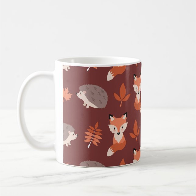 Autumn Fall Hedgehog and Fox Mug (Left)
