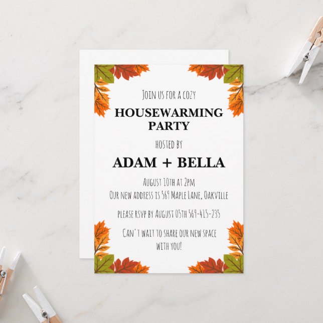 autumn fall housewarming invitations (Front/Back In Situ)